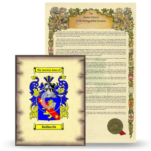 Baldacchi Coat of Arms and Surname History Package