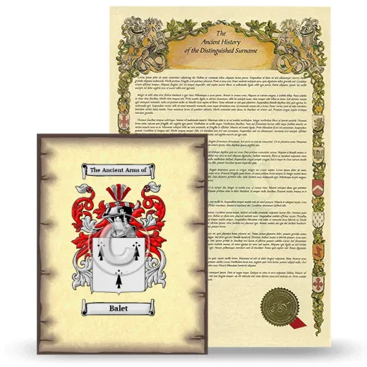 Balet Coat of Arms and Surname History Package