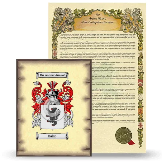 Balin Coat of Arms and Surname History Package