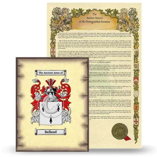 Balland Coat of Arms and Surname History Package