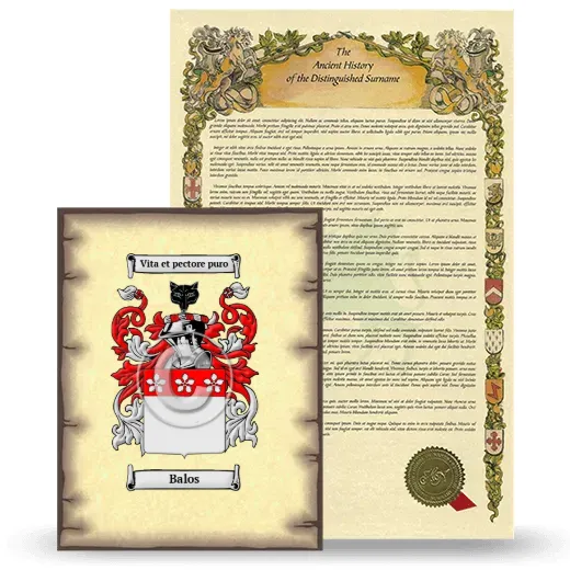 Balos Coat of Arms and Surname History Package