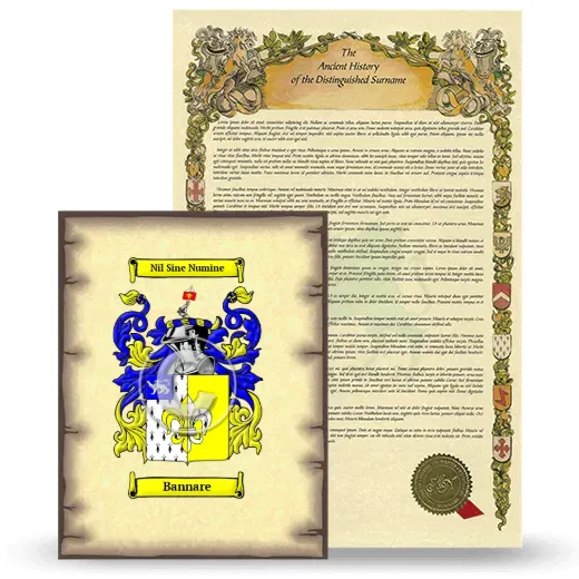 Bannare Coat of Arms and Surname History Package