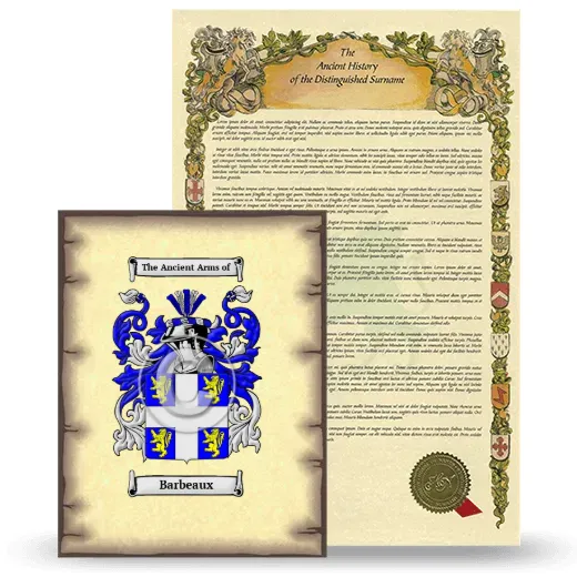 Barbeaux Coat of Arms and Surname History Package