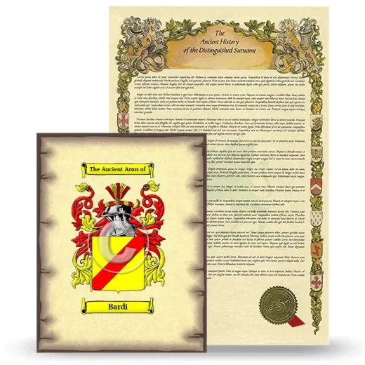 Bardi Coat of Arms and Surname History Package