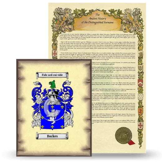 Barkes Coat of Arms and Surname History Package