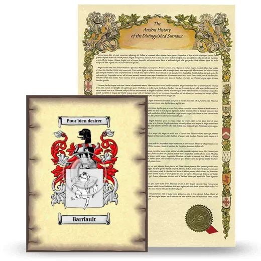 Barriault Coat of Arms and Surname History Package