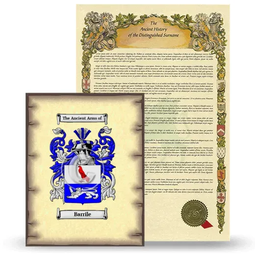 Barrile Coat of Arms and Surname History Package