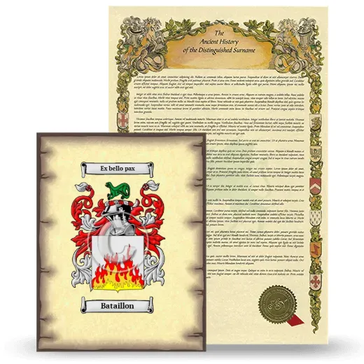 Bataillon Coat of Arms and Surname History Package