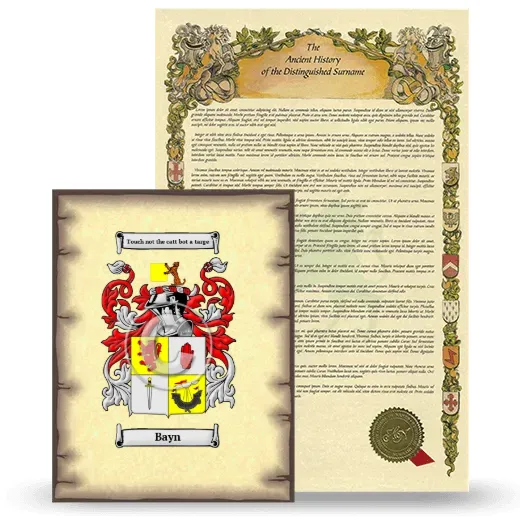 Bayn Coat of Arms and Surname History Package