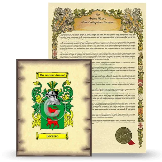 Becerro Coat of Arms and Surname History Package