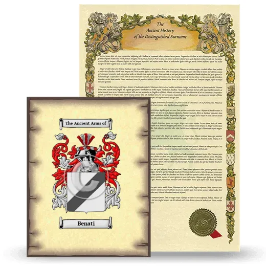 Benati Coat of Arms and Surname History Package