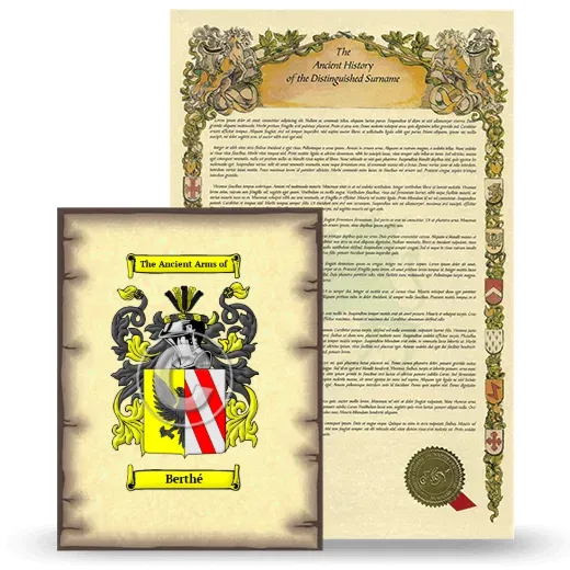 Berthé Coat of Arms and Surname History Package