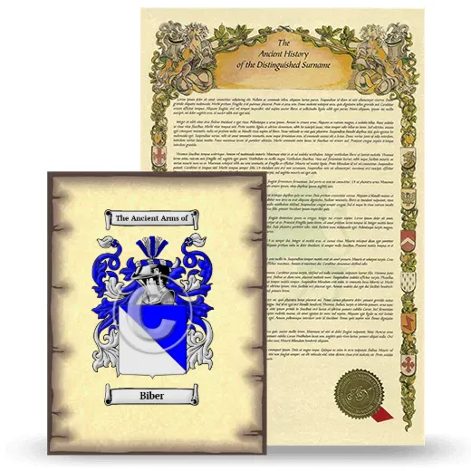 Biber Coat of Arms and Surname History Package