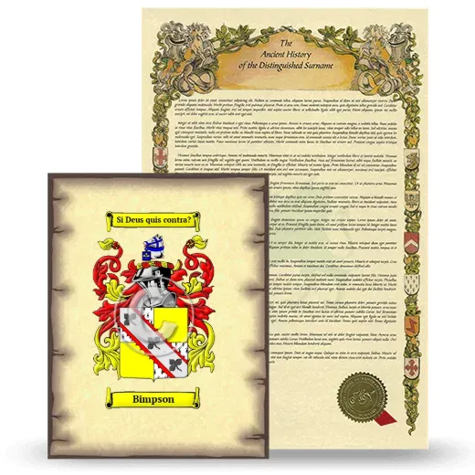 Bimpson Coat of Arms and Surname History Package