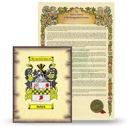 Birbick Coat of Arms and Surname History Package