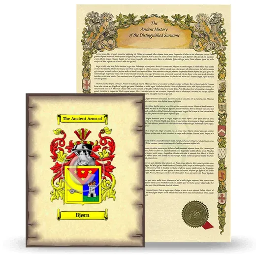 Bjørn Coat of Arms and Surname History Package