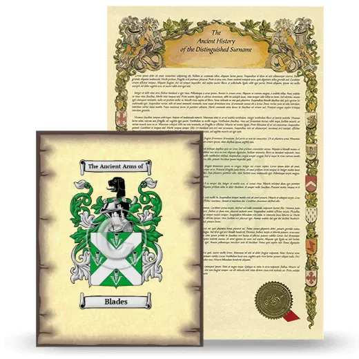 Blades Coat of Arms and Surname History Package