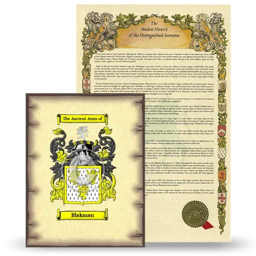 Blakman Coat of Arms and Surname History Package