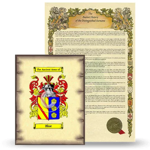 Blue Coat of Arms and Surname History Package