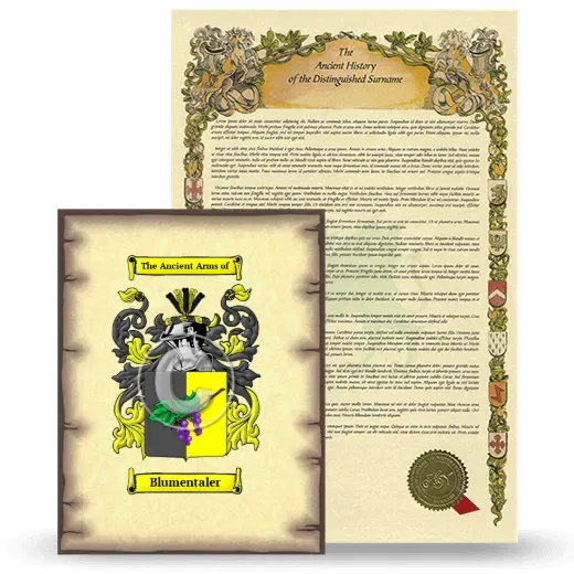 Blumentaler Coat of Arms and Surname History Package