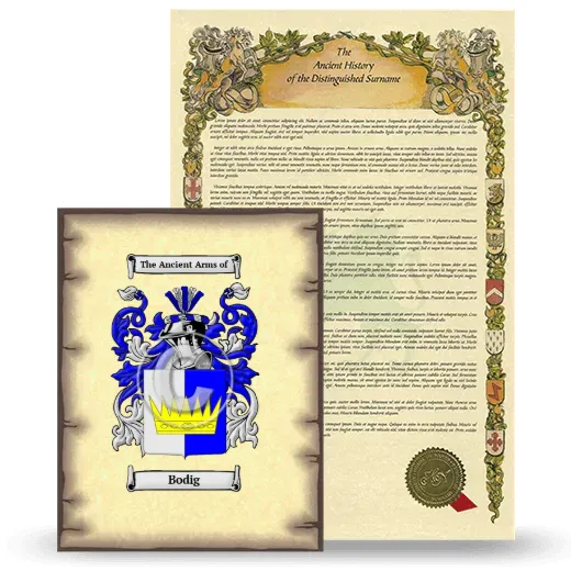 Bodig Coat of Arms and Surname History Package