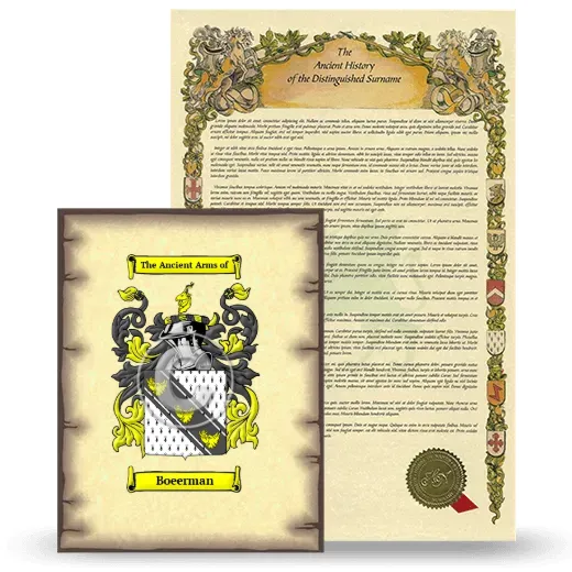 Boeerman Coat of Arms and Surname History Package