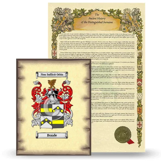 Bonde Coat of Arms and Surname History Package