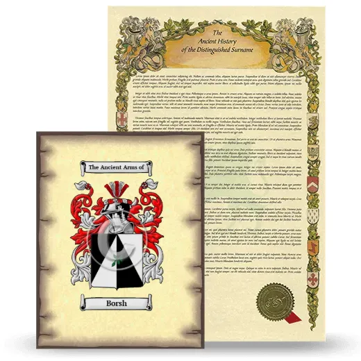Borsh Coat of Arms and Surname History Package