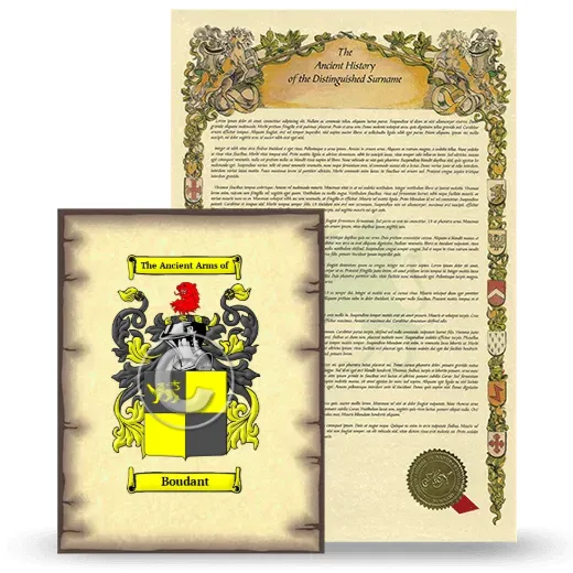 Boudant Coat of Arms and Surname History Package
