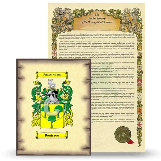 Bouissou Coat of Arms and Surname History Package