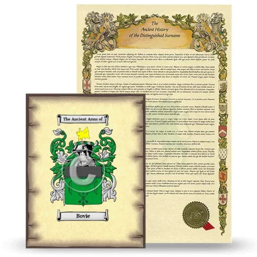 Bovie Coat of Arms and Surname History Package