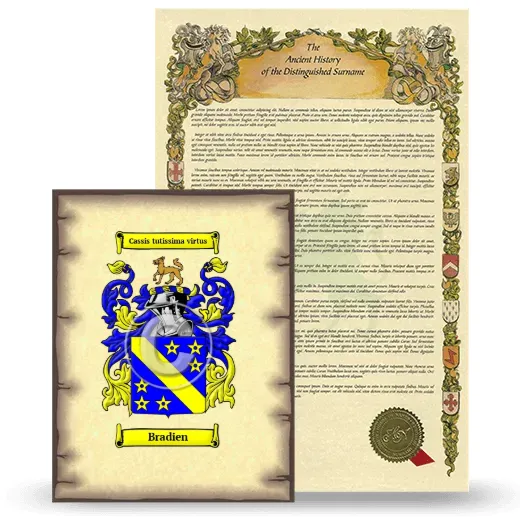Bradien Coat of Arms and Surname History Package