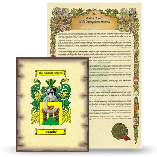 Brandte Coat of Arms and Surname History Package