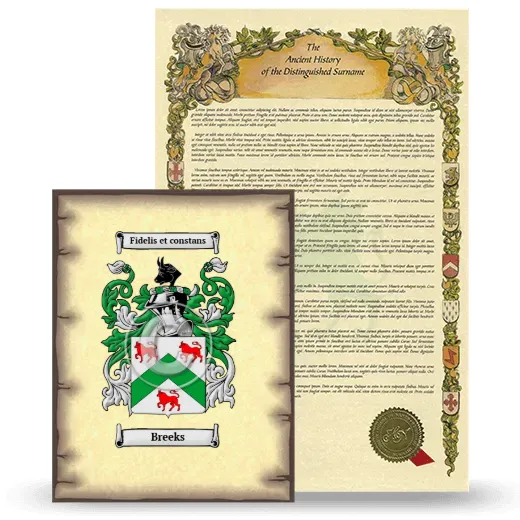 Breeks Coat of Arms and Surname History Package