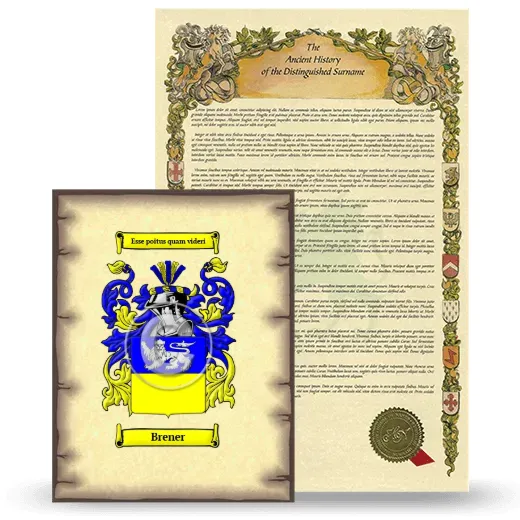Brener Coat of Arms and Surname History Package