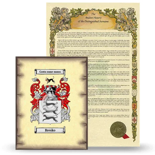 Bresko Coat of Arms and Surname History Package