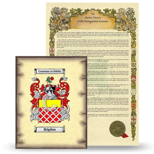 Brigdon Coat of Arms and Surname History Package