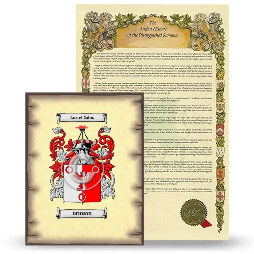 Brinson Coat of Arms and Surname History Package