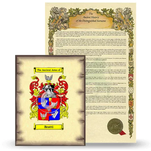 Brutti Coat of Arms and Surname History Package