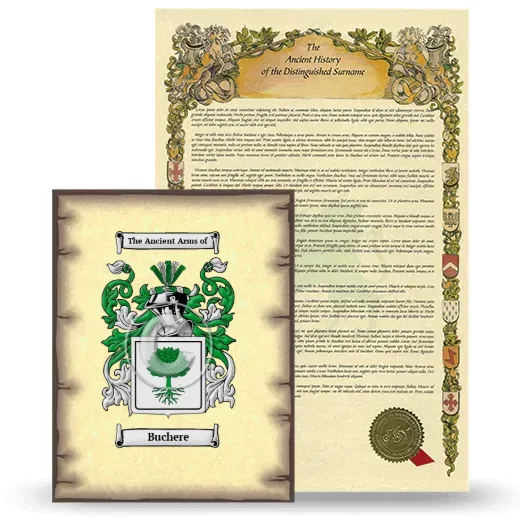 Buchere Coat of Arms and Surname History Package