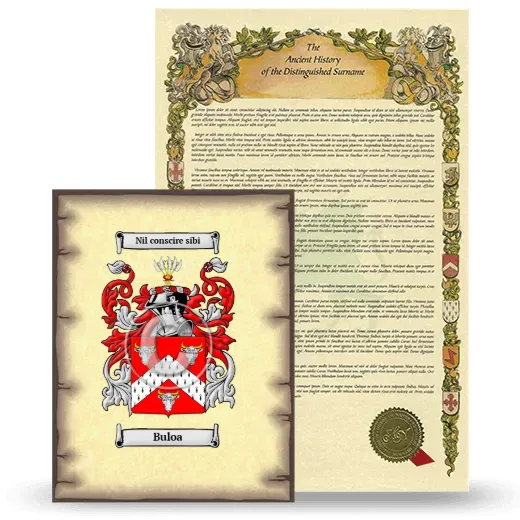 Buloa Coat of Arms and Surname History Package