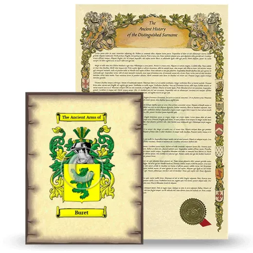 Buret Coat of Arms and Surname History Package