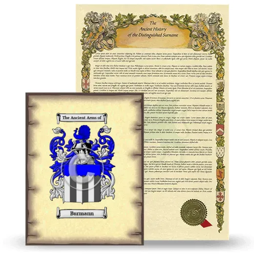 Burmann Coat of Arms and Surname History Package