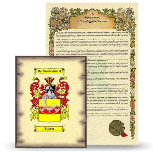 Busser Coat of Arms and Surname History Package