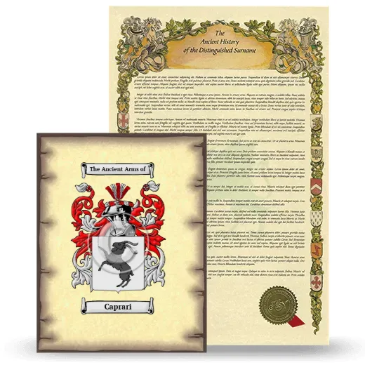 Caprari Coat of Arms and Surname History Package