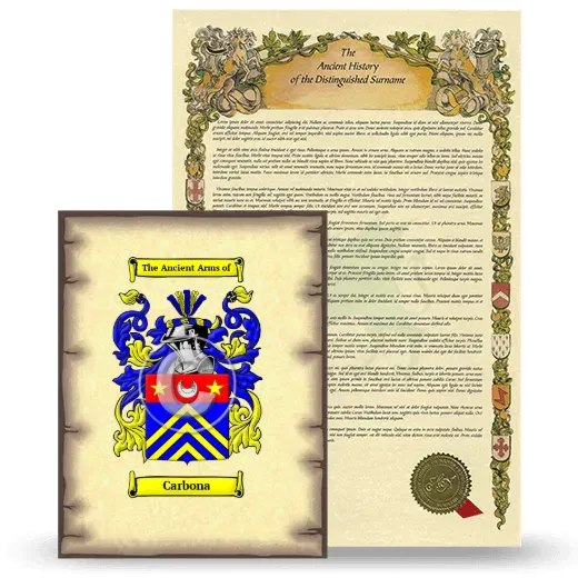 Carbona Coat of Arms and Surname History Package