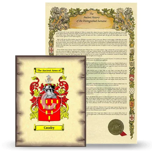 Caudry Coat of Arms and Surname History Package