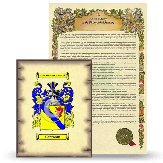 Centanni Coat of Arms and Surname History Package