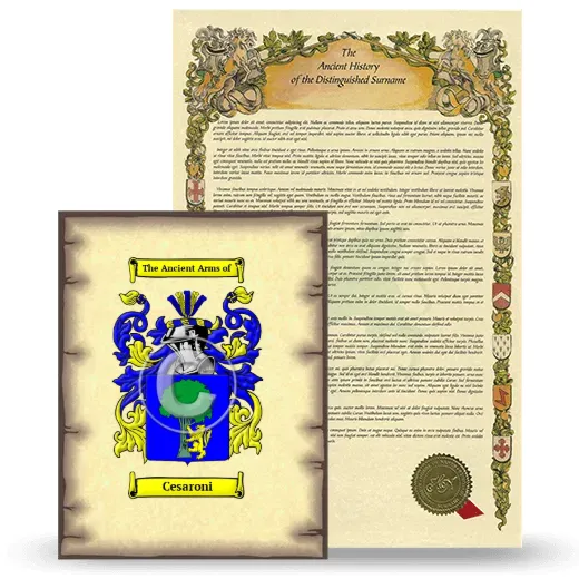 Cesaroni Coat of Arms and Surname History Package