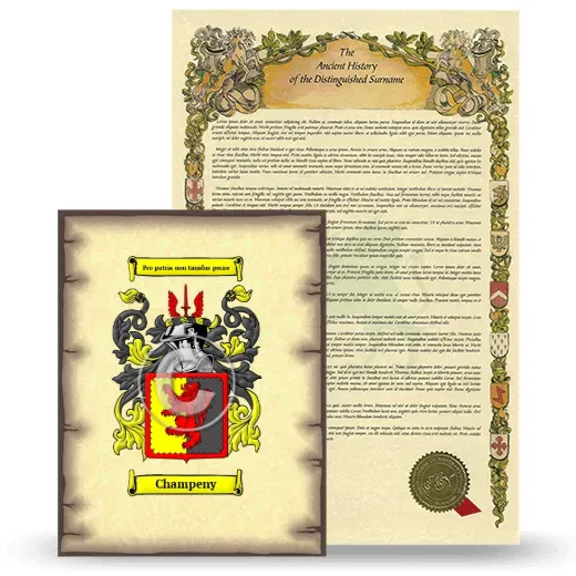 Champeny Coat of Arms and Surname History Package